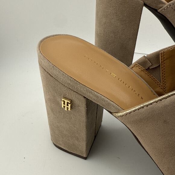 Tommy Hilfiger Women's Sayna Beige Slide Open Toe Dress Mules Sandals Sz 8.5 NWB - Picture 2 of 13